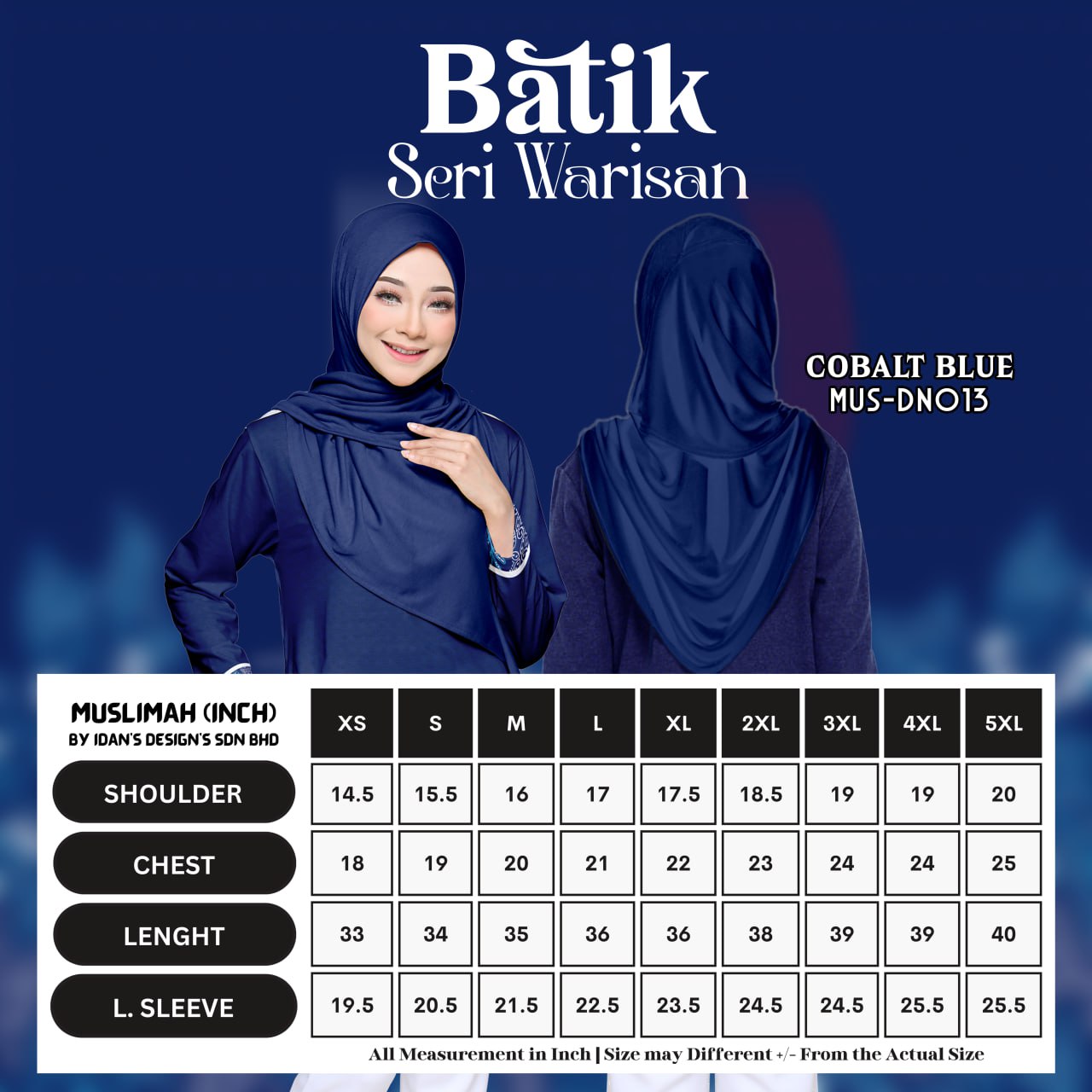 BATIK SERI WARISAN COBALT BLUE - DN013