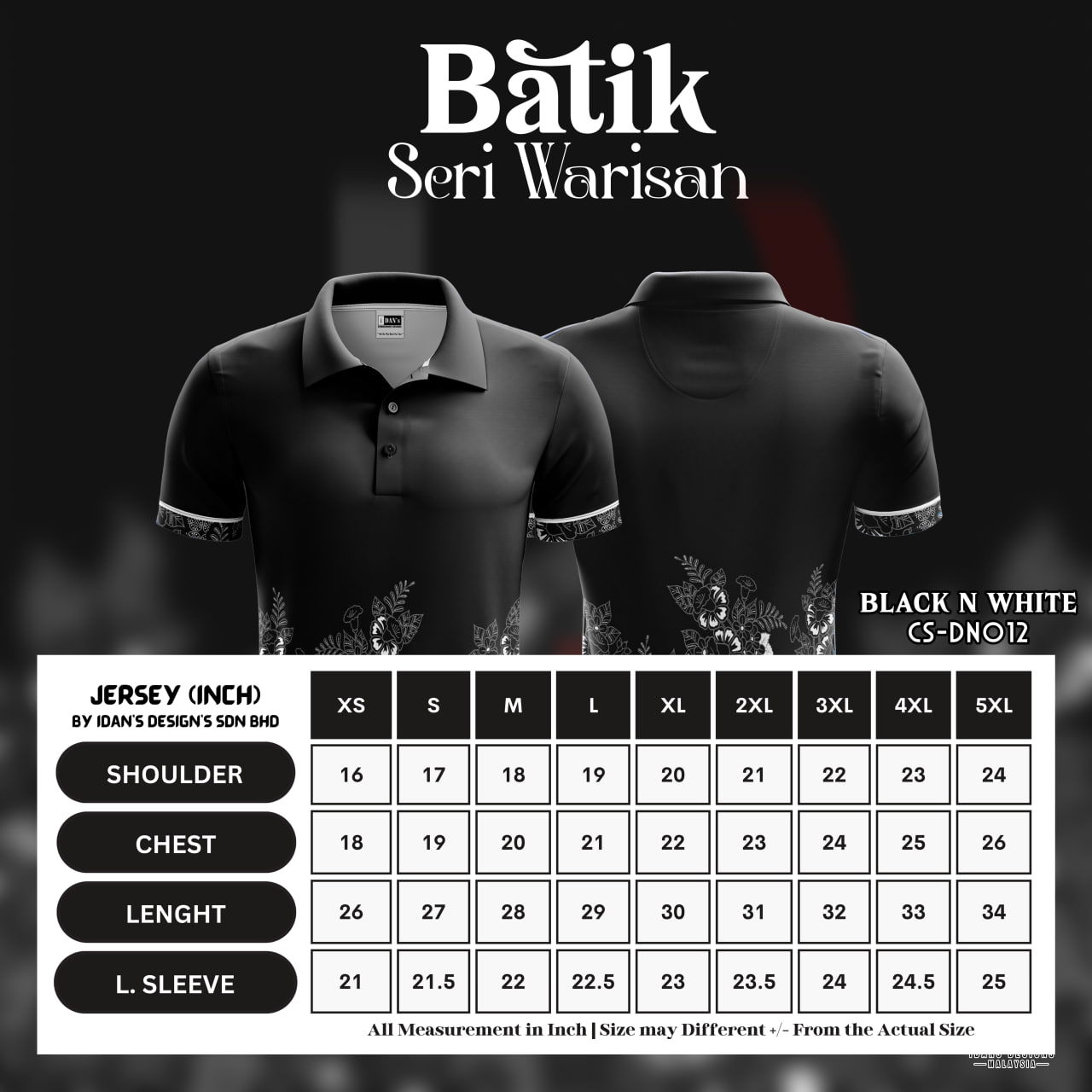 BATIK SERI WARISAN BLACK N WHITE - DN012