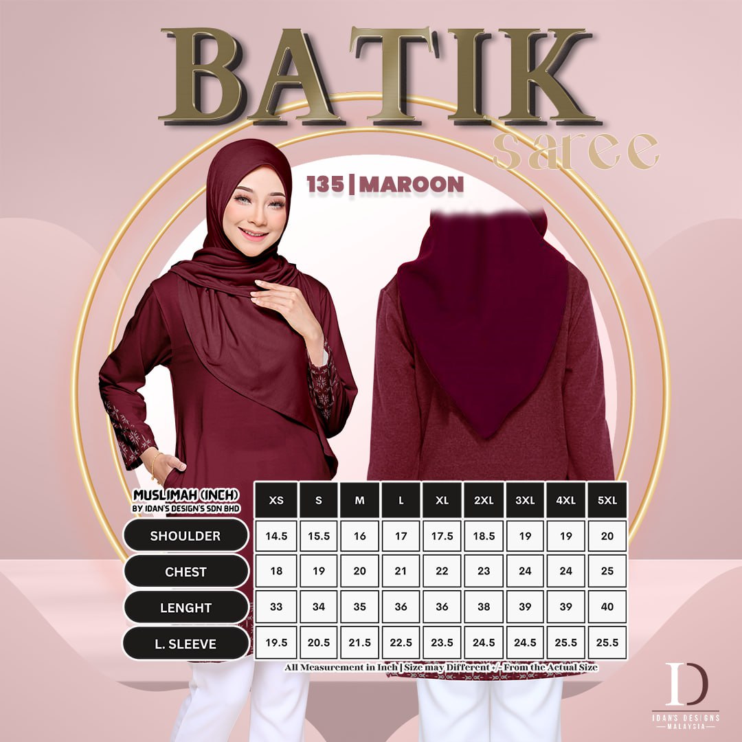 BATIK SAREE MAROON - 135 MUSLIMAH