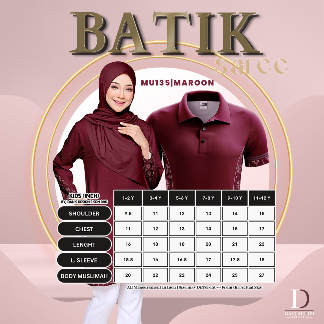 BATIK SAREE MAROON - 135 KIDS