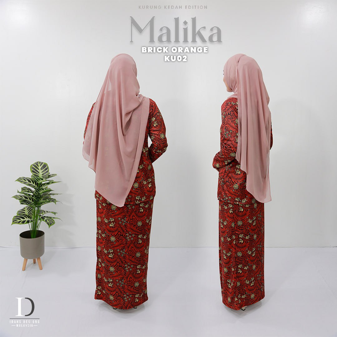 KURUNG KEDAH MALIKA UK02 - BRICK ORANGE