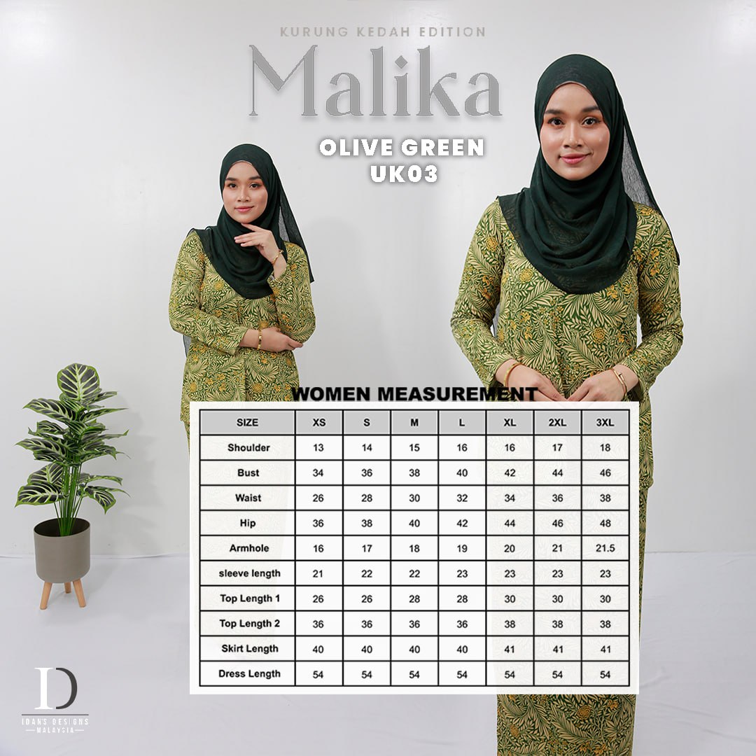 KURUNG KEDAH MALIKA UK03 - OLIVE GREEN